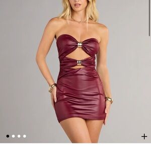 Windsor Strapless Wine Mini Dress